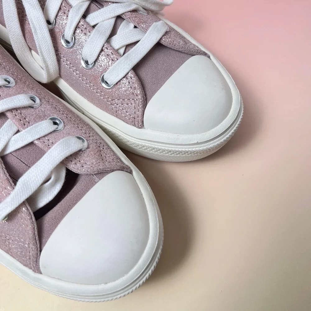 Converse Chuck Taylor All Star Platform Sneakers Metallic‎ Pink Silver Size 8.5 - Picture 9 of 10